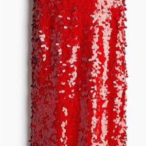 H&M Red Sequin Maxi Skirt
